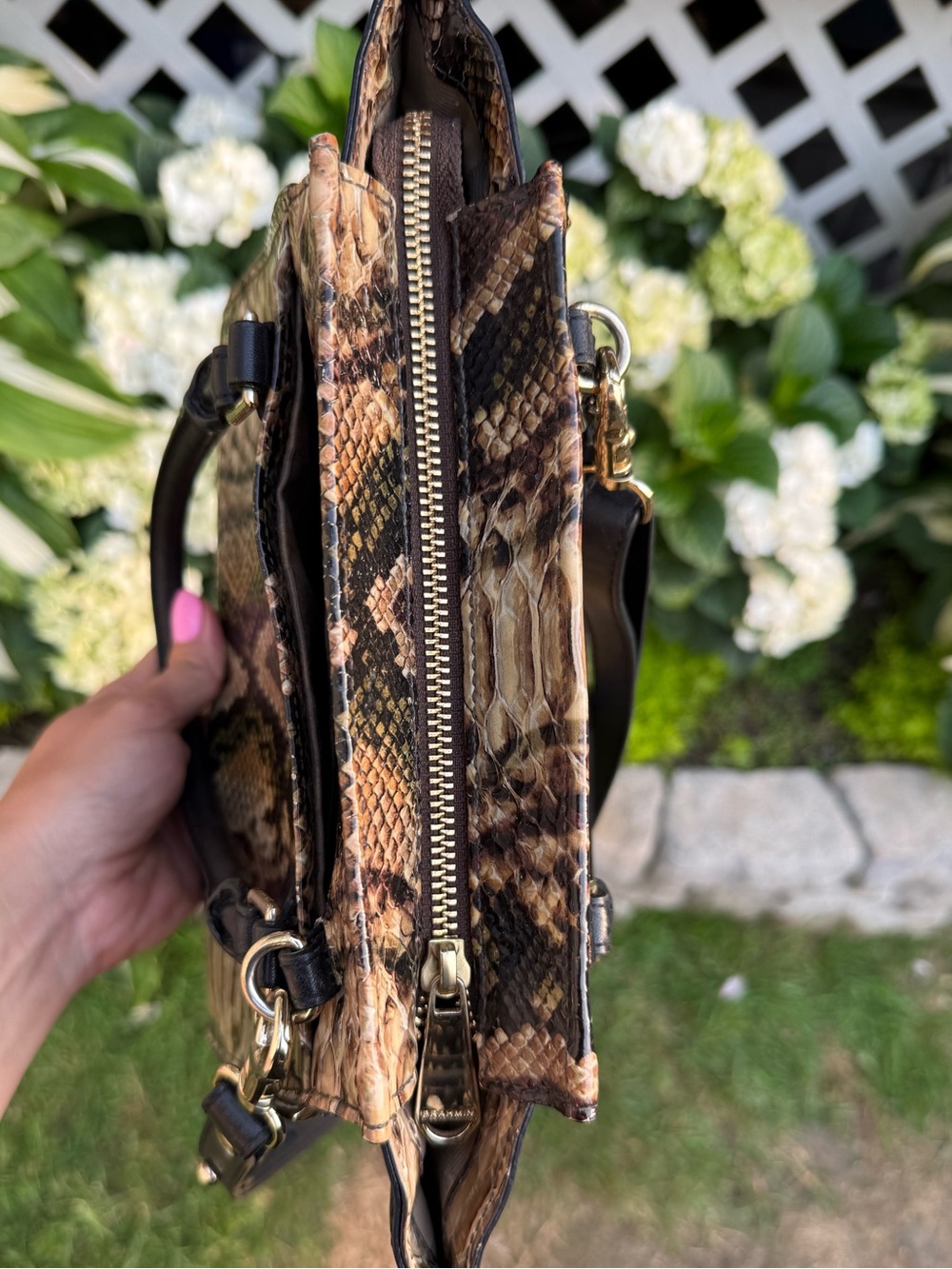 Brahmin Mini Priscilla Crossbody Satchel Python Travertine Ballington Melbourne - Picture 10 of 16